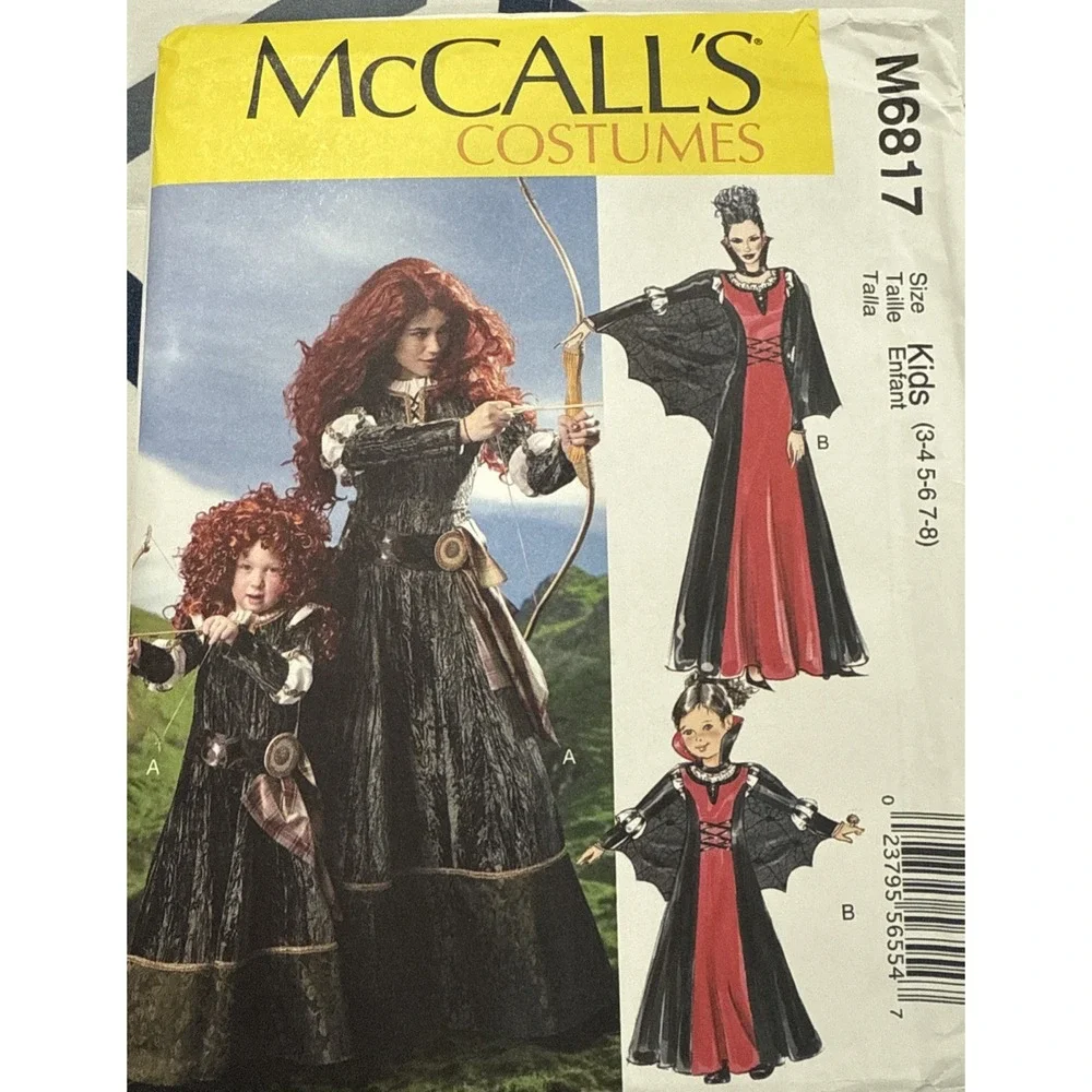 McCall's Costume Pattern 6817 Gothic Fantasy Vampire Cosplay Kids‎ 3T 4T 5 6 7 8